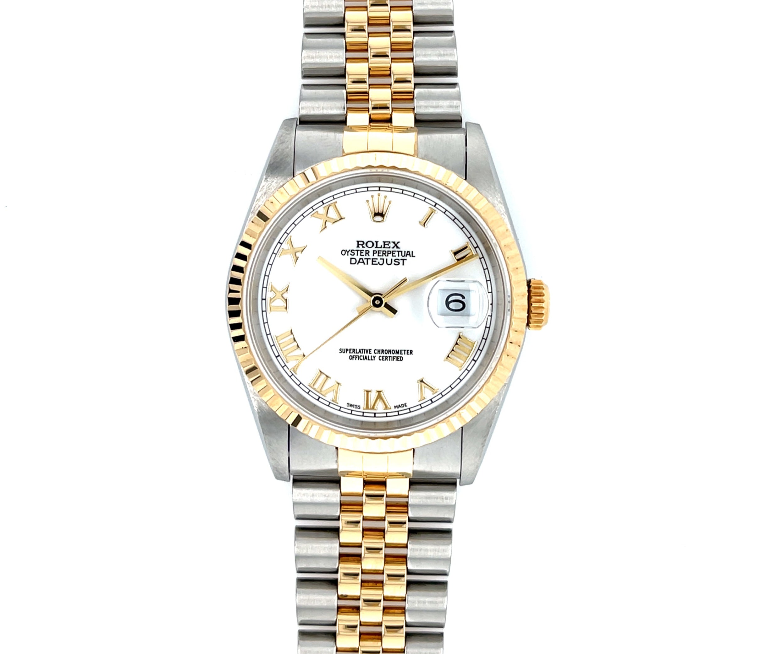 ROLEX Datejust 16233 White Roman Numeral Dial 36mm Box & Papers 1999 SOLD