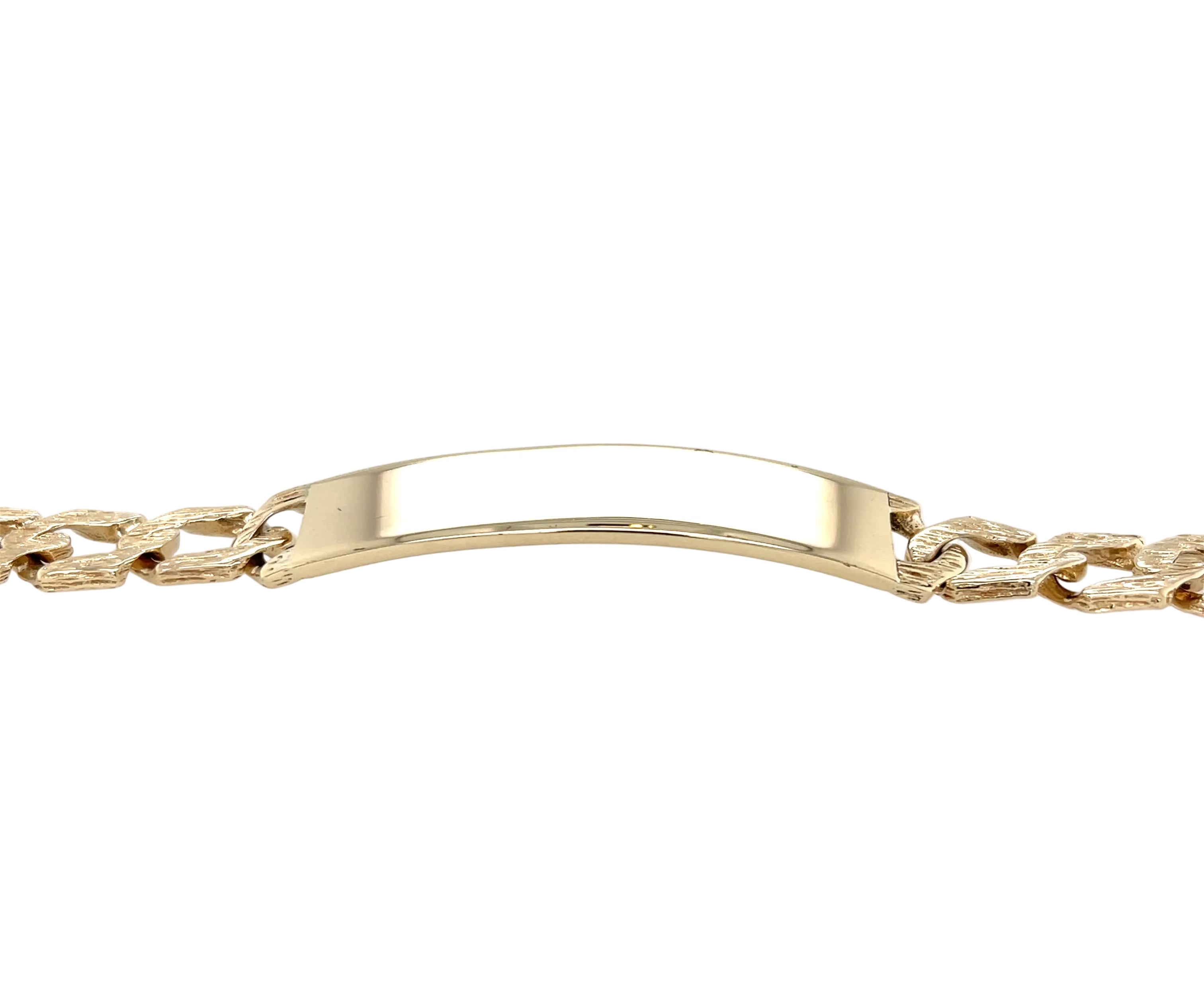 9ct Yellow Gold 8"/20cm Bark Effect Identity Bracelet - 27.70g