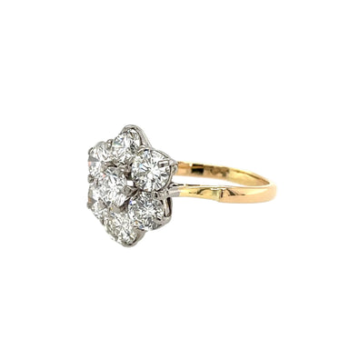 18ct Yellow Gold 3.00ct Diamond Flower Cluster Ring