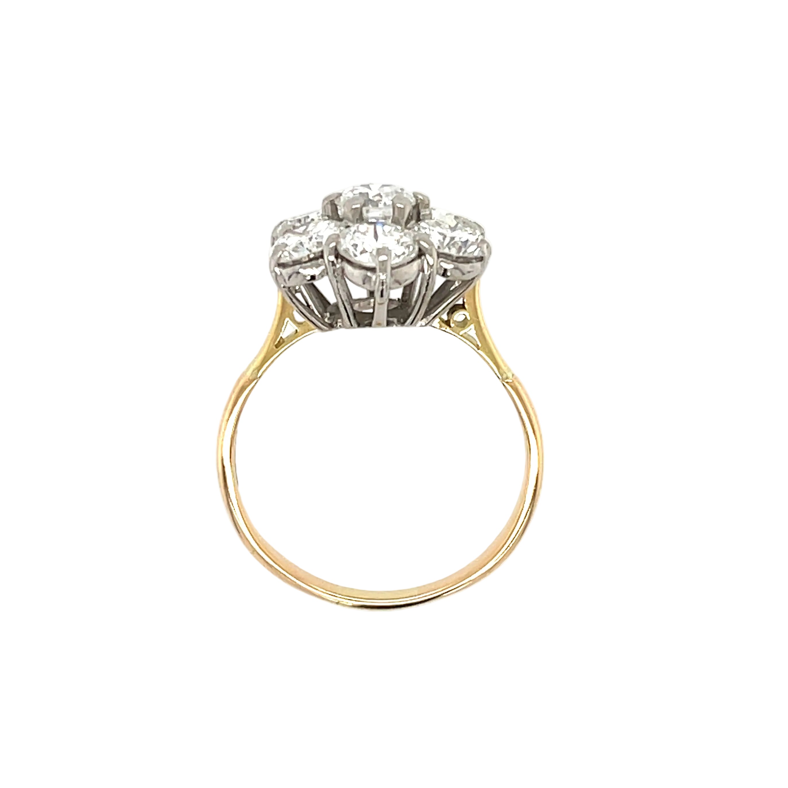 18ct Yellow Gold 3.00ct Diamond Flower Cluster Ring