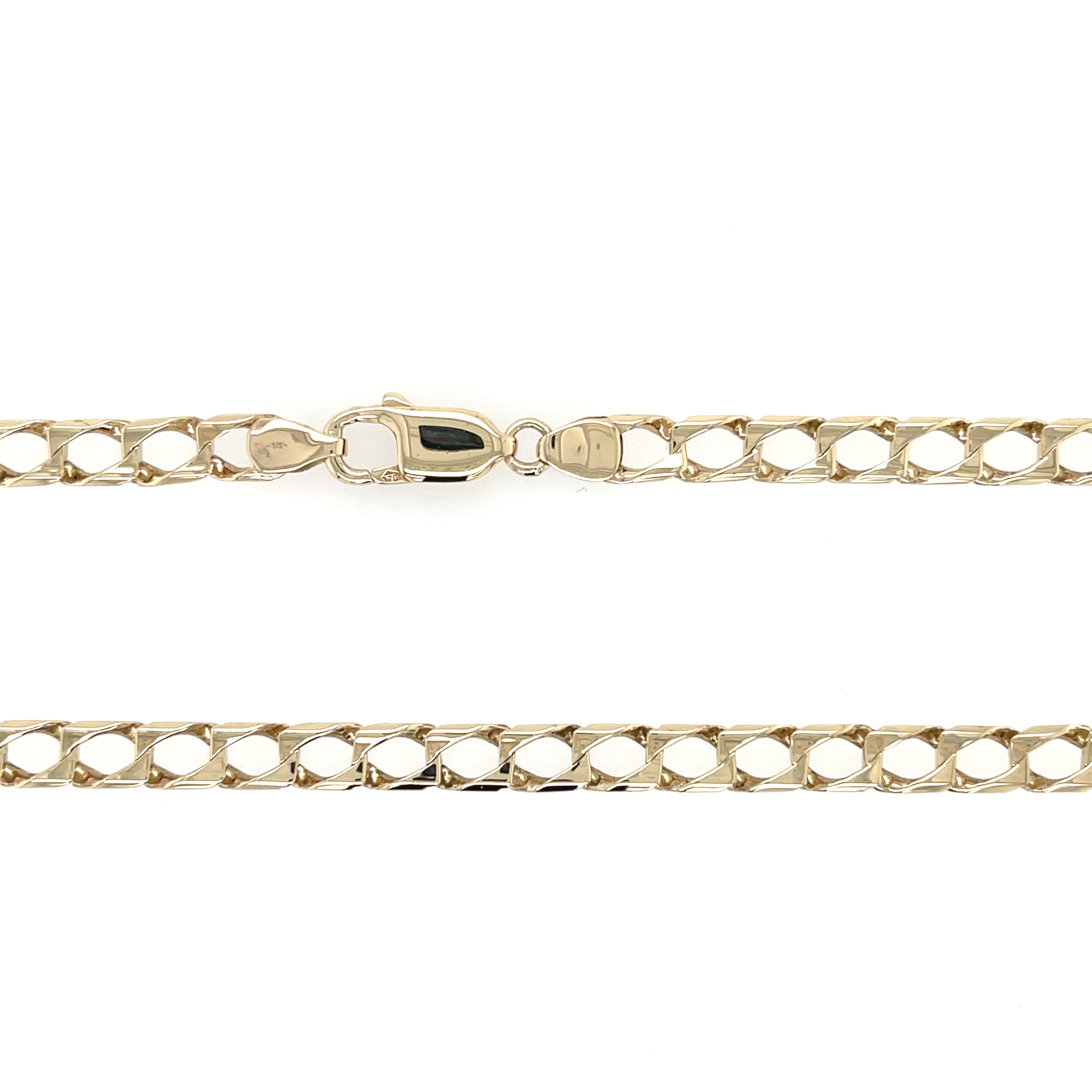 9ct Yellow Gold 22 Inch Square Curb Link Chain - 22.70