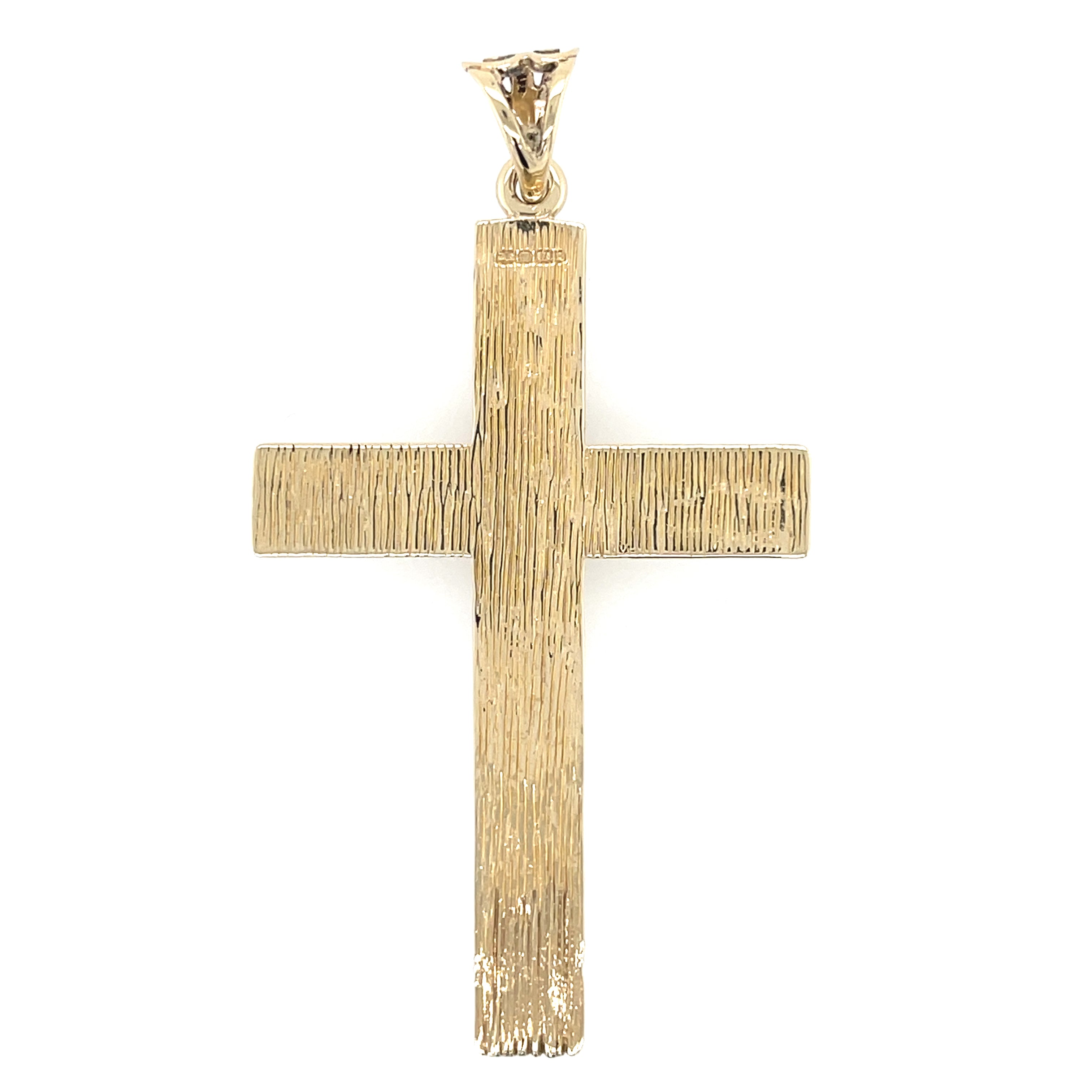 9ct Yellow Gold Patterned Cubic Zirconia Cross Pendant