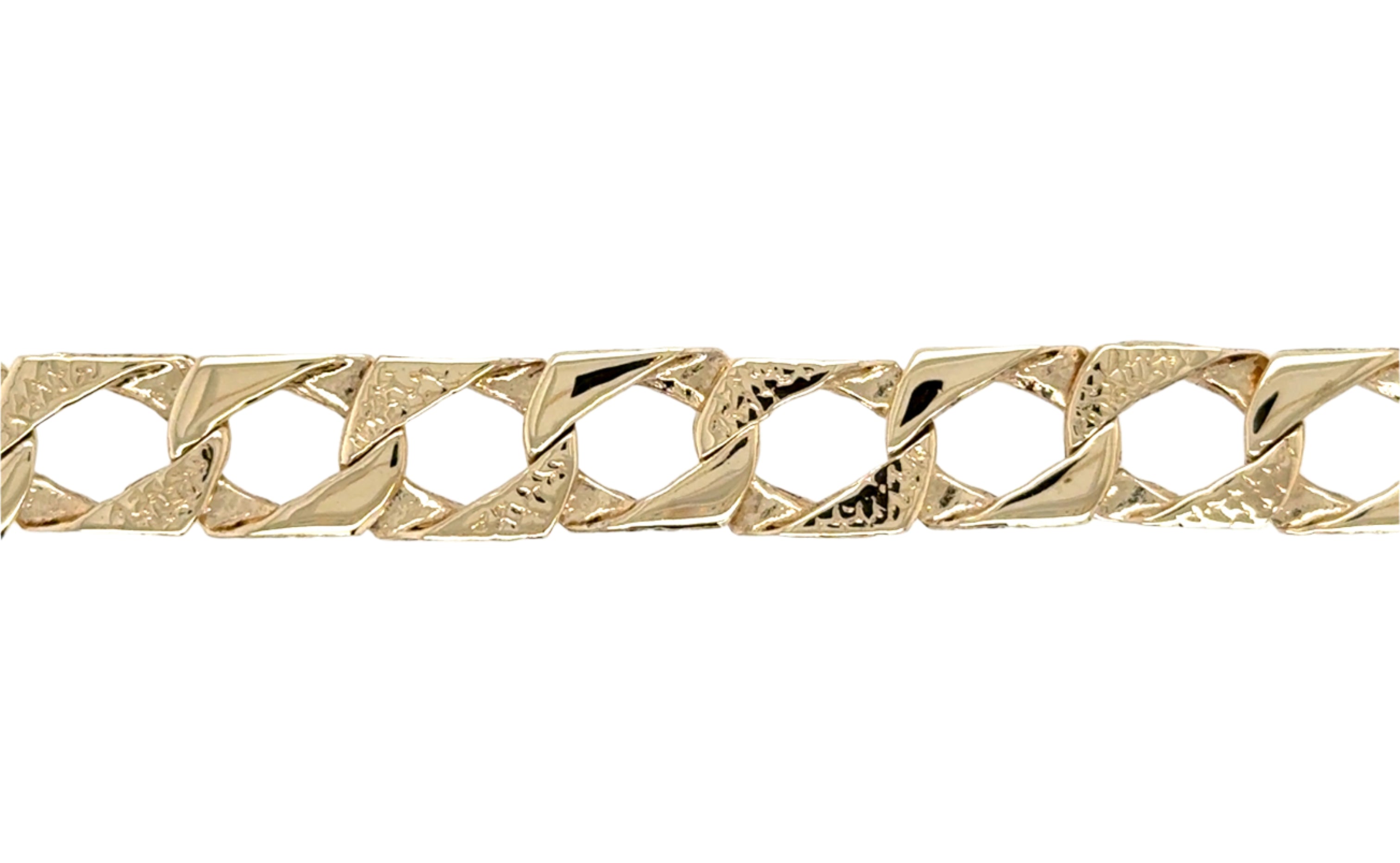 9ct Yellow Gold 8 Inch Pattern & Polish Square Curb Link Bracelet - 13.63g