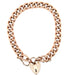 9ct Rose Gold Vintage 8"/20cm Hollow Link Charm Bracelet With Heart Padlock - 14.35g