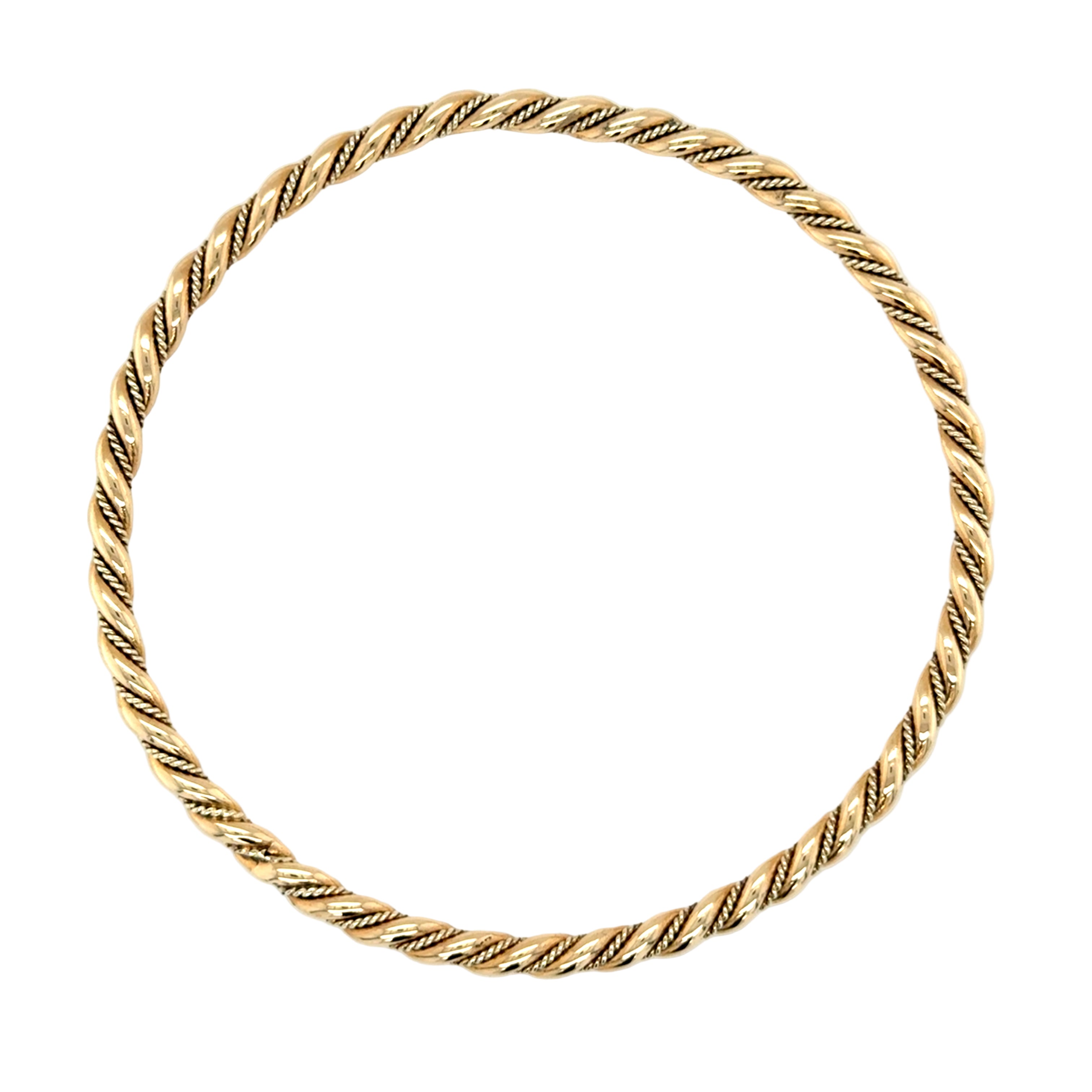 9ct Yellow 8.5"/21.25cm Gold Solid Rope Slave Bangle - 20.21g