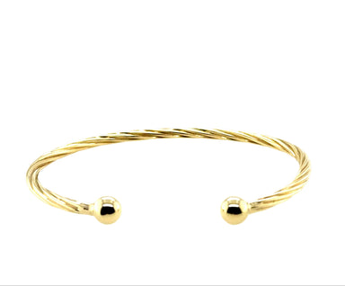 9ct Yellow Gold 7"/17.50cm Twisted Solid Torque Bangle - 8.60g