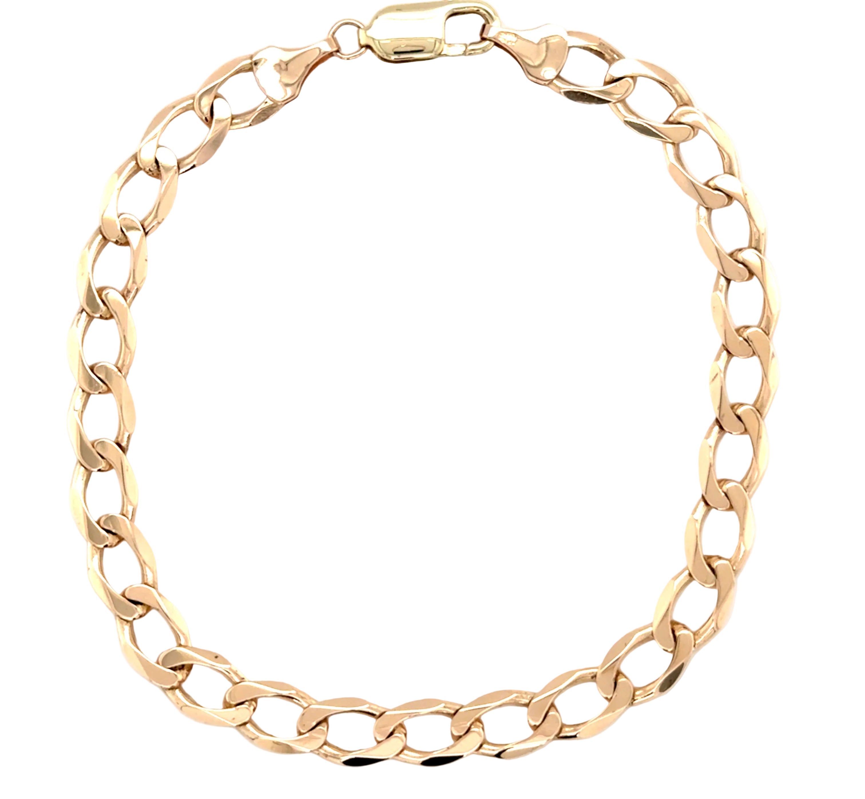 9ct Yellow Gold 8"/20cm Curb Link Bracelet - 8.60g