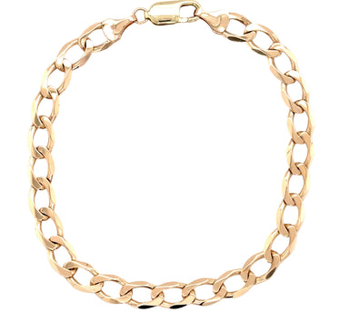 9ct Yellow Gold 8"/20cm Curb Link Bracelet - 8.60g