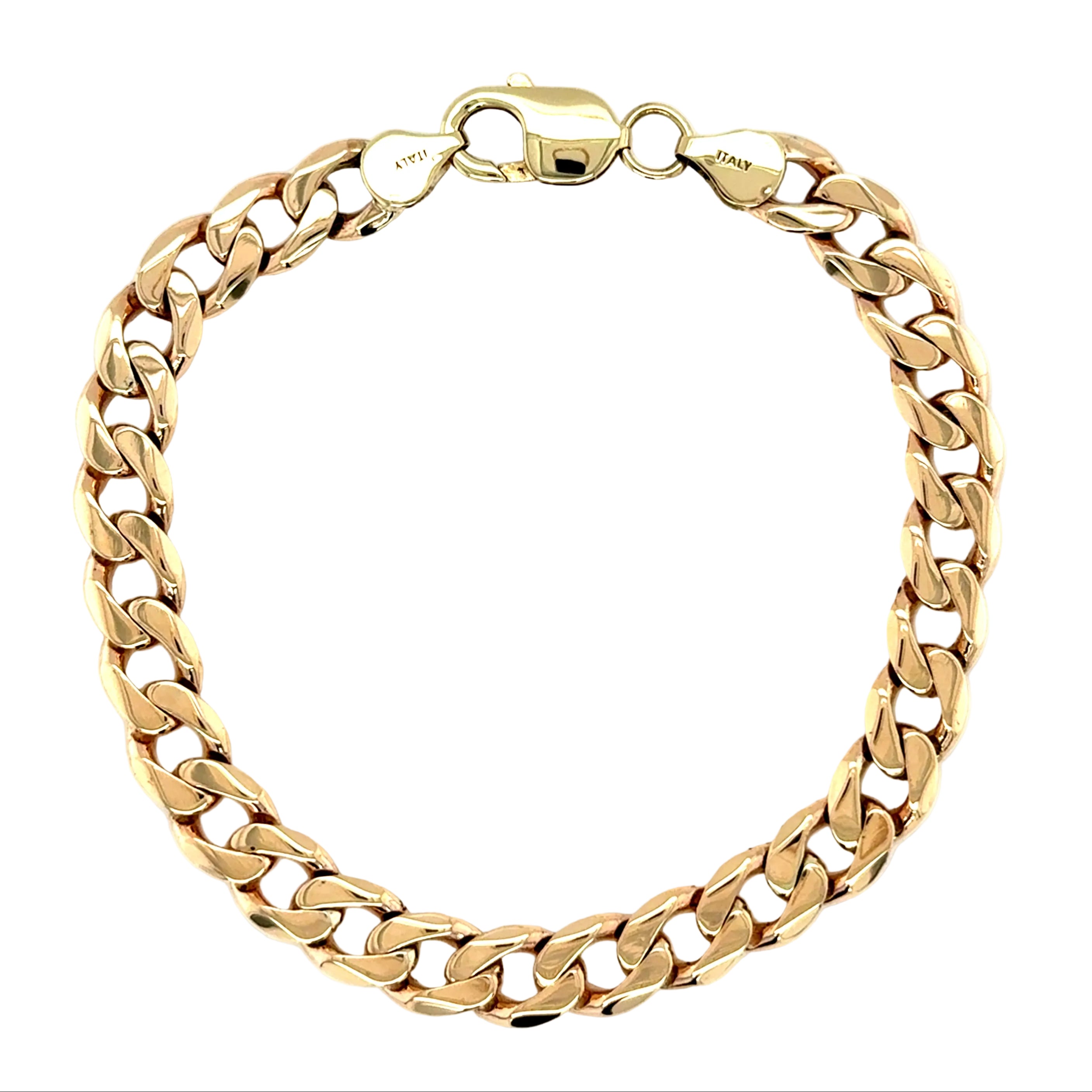 9ct Yellow Gold 9"/22.50cm Curb Link Bracelet - 25.42g