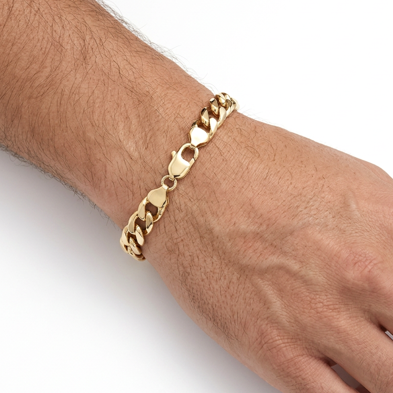 9ct Yellow Gold 9"/22.50cm Curb Link Bracelet - 37.30g