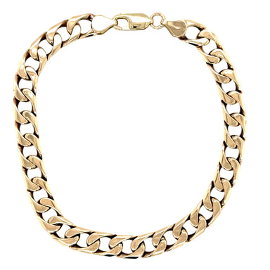 9ct Yellow Gold 9"/22.50cm Flat Edge Curb Link Bracelet - 20.56g
