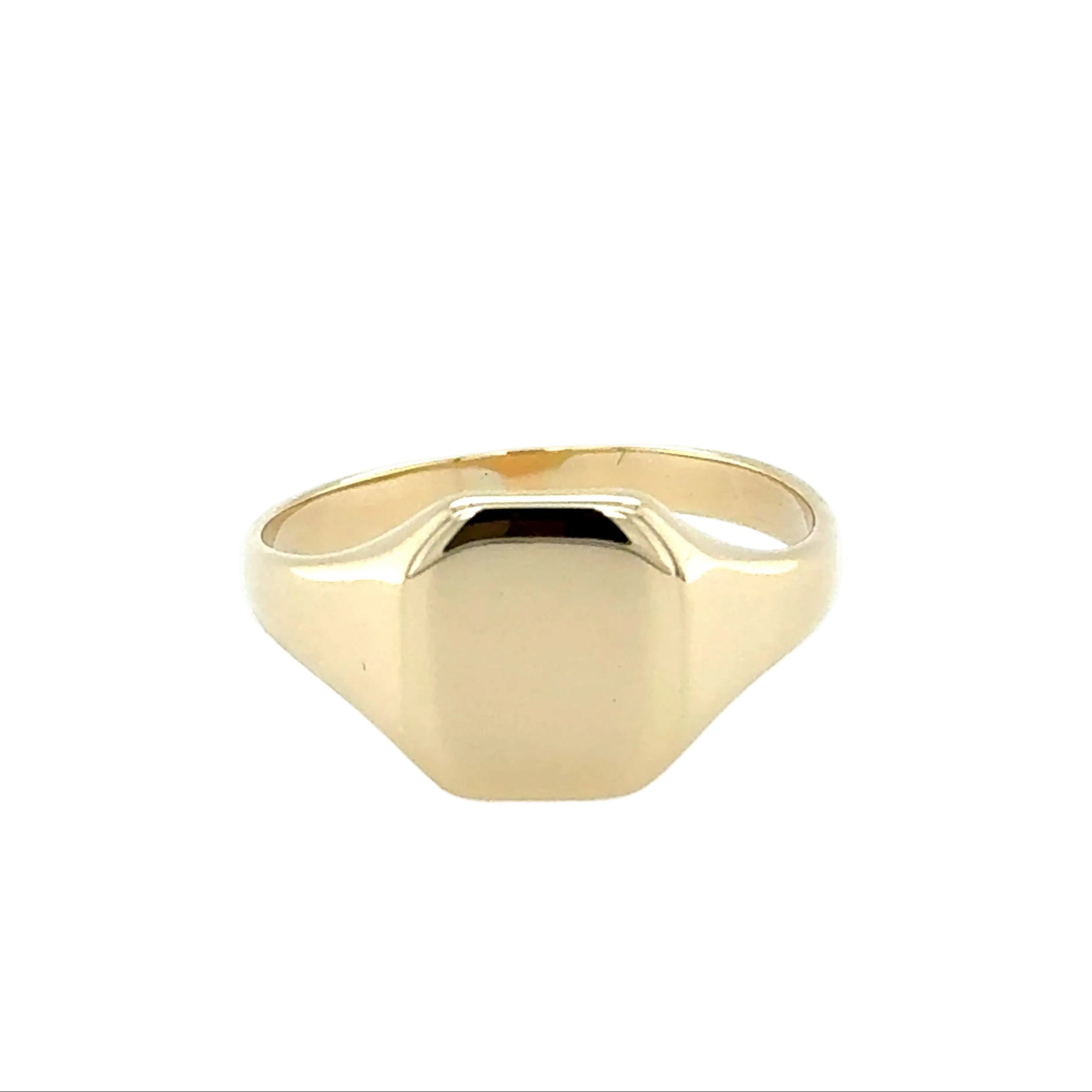 9ct Yellow Gold Cushion Shaped Signet Ring Size Z+2