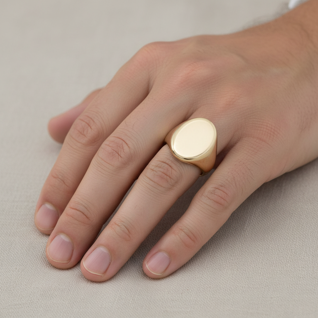 9ct Yellow Gold Oval Shaped Signet Ring Birmingham 1936