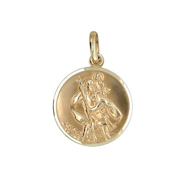 9ct Yellow Gold Round St Christopher Pendant - 5.52g