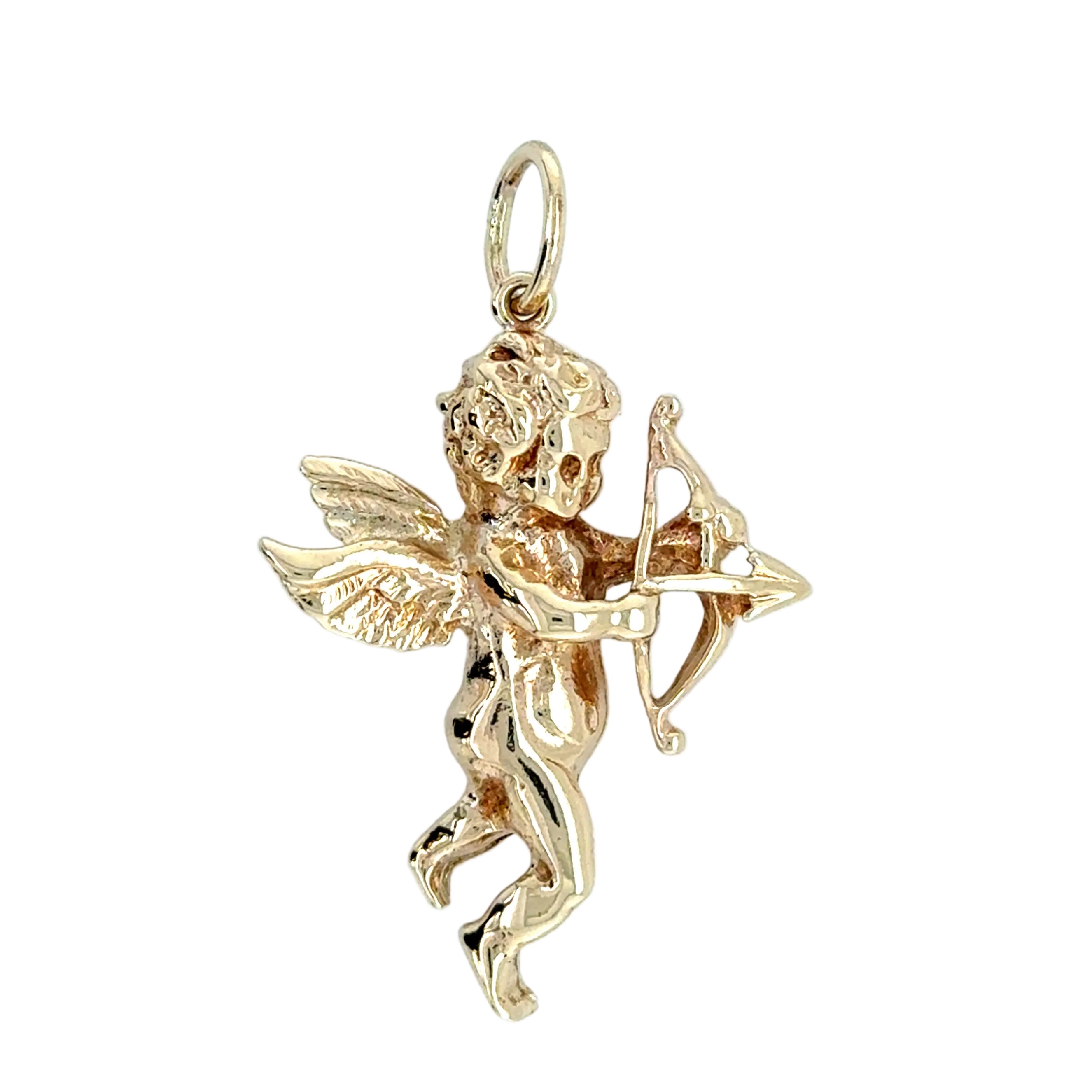 9ct Yellow Gold Solid Cherub Pendant/ Charm London 1965 - 4.82g