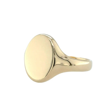 9ct Yellow Gold Vintage Chunky Oval Signet Ring Size W
