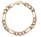 9ct Yellow Gold Vintage Hollow Figaro Link Bracelet - 11.95g