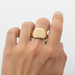 9ct Yellow Gold Vintage Square Plain & Patterned Signet Ring Birmingham 1992