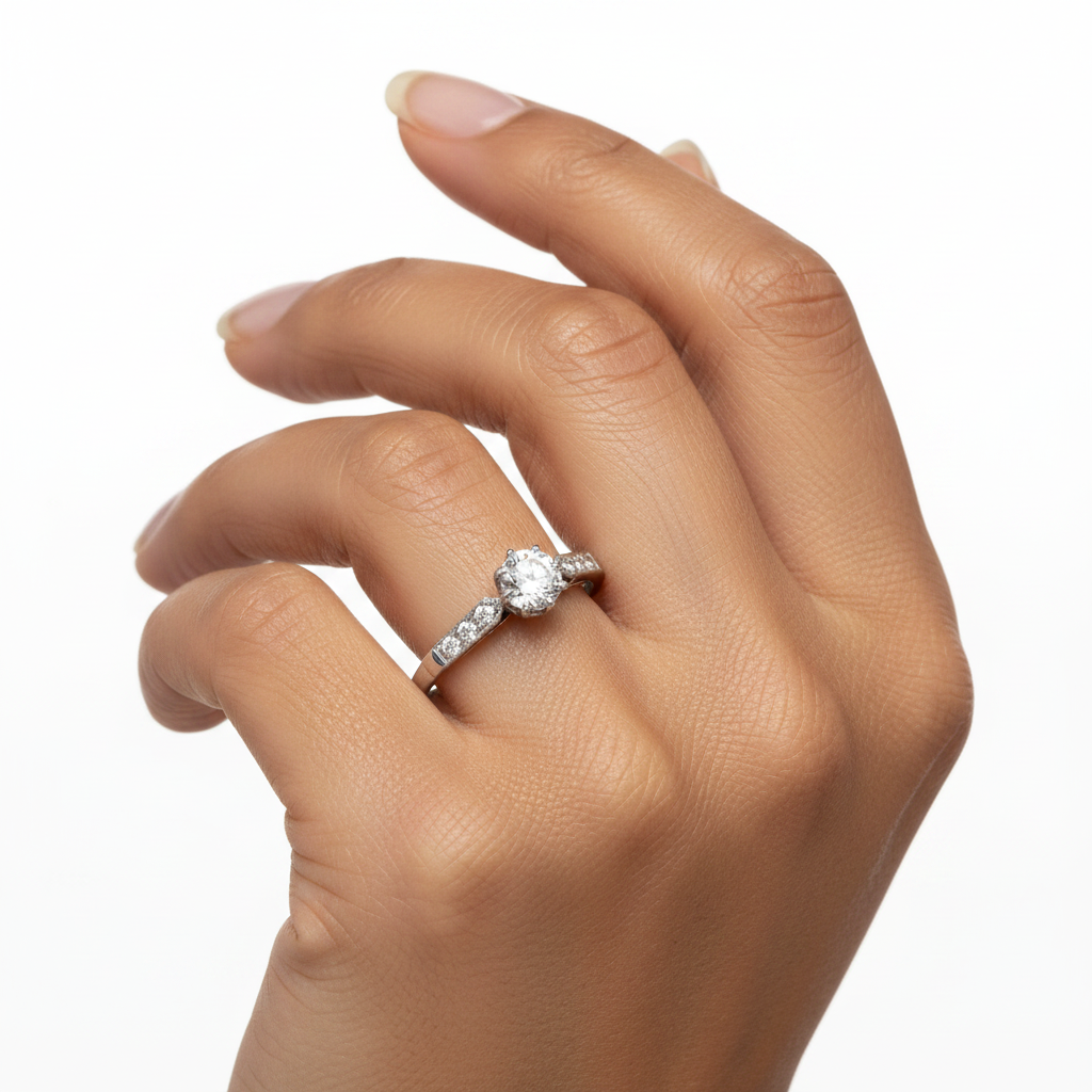 Antique 18ct White Gold & Platinum 0.50ct Old Mine Cut Diamond Solitaire Ring