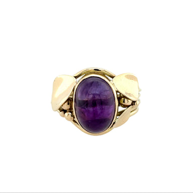 Cabochon Amethyst & 9ct Yellow Gold Unusual Handmade Ring Edinburgh 1992
