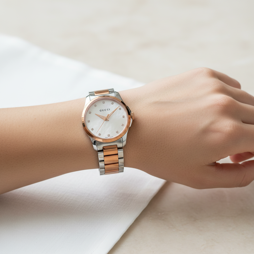 GUCCI G Timeless Ladies Watch YA126544 Mother Of Pearl & Diamonds