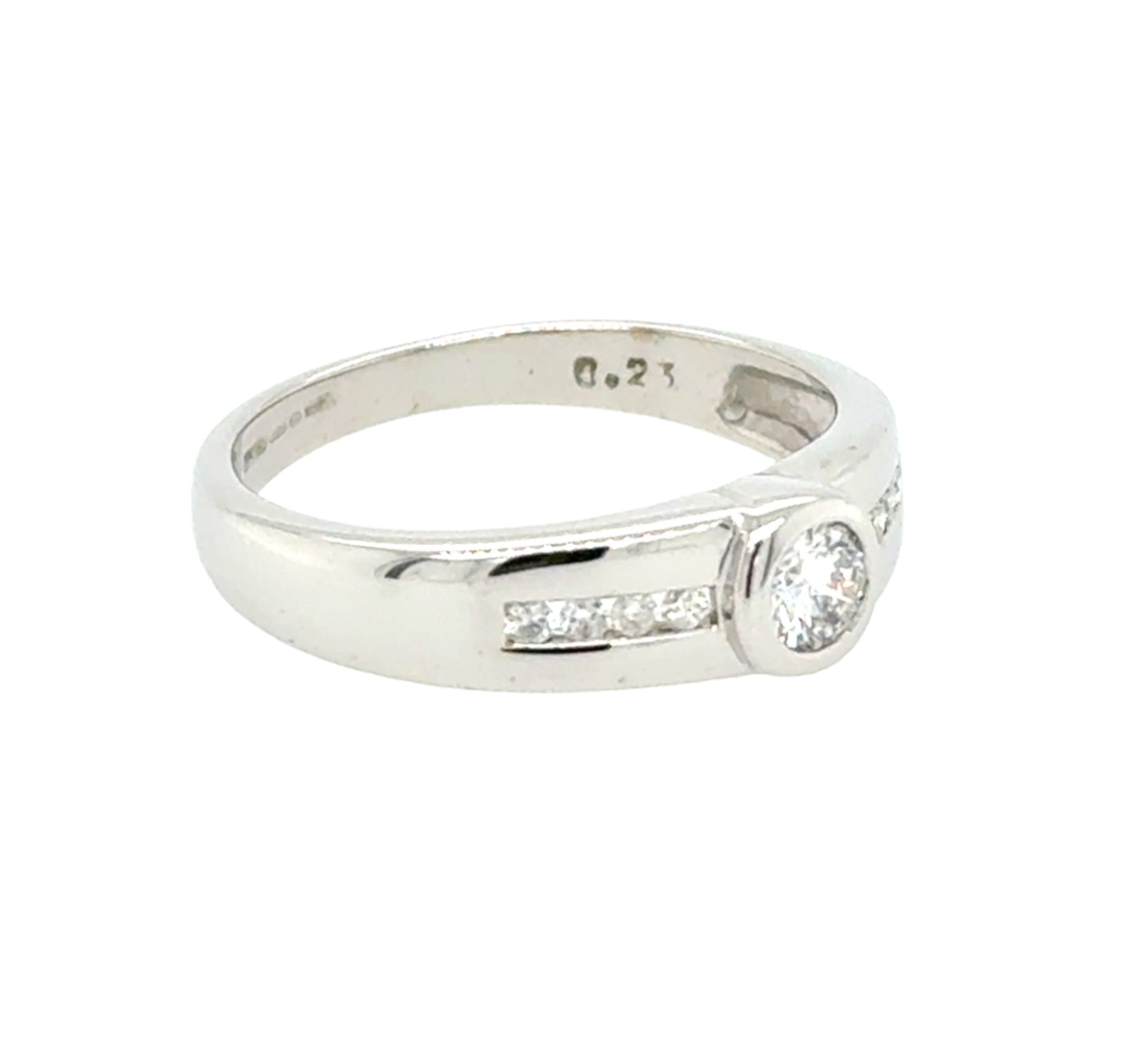 0.23ct Round Brilliant Diamond Rubover Solitaire Ring 18ct White Gold
