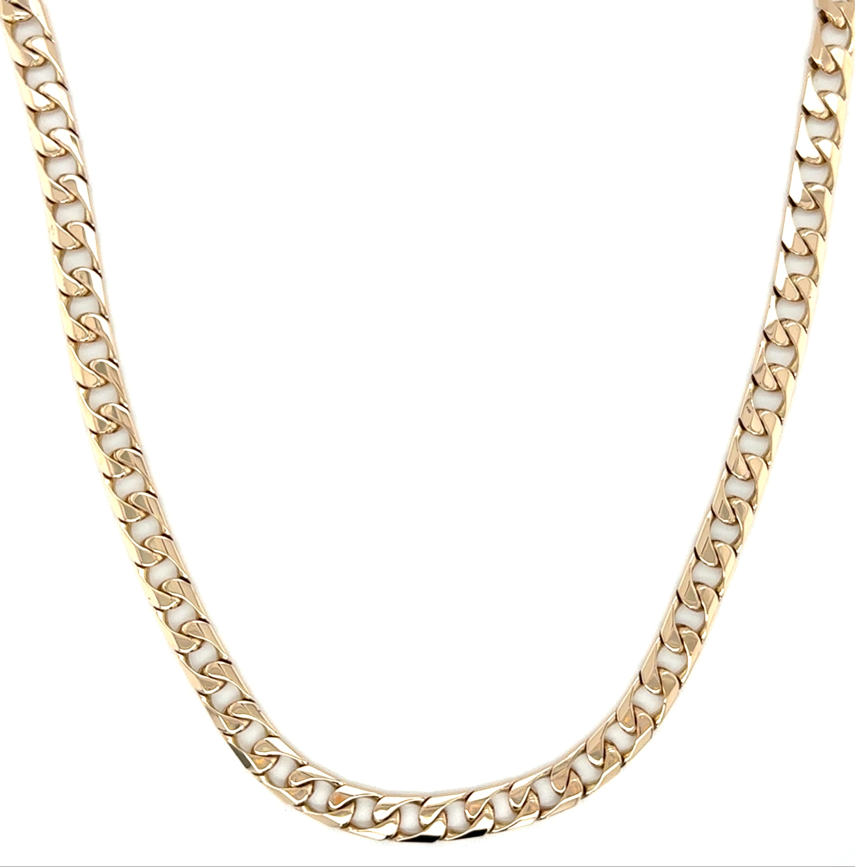 9ct Yellow Gold 18 Inch Flat Edge Curb Link Chain - 28.00g
