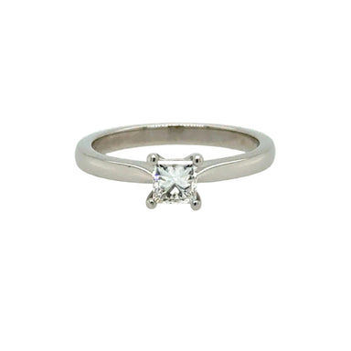 Platinum 0.40ct Princess Cut Diamond Solitaire Ring F VS2