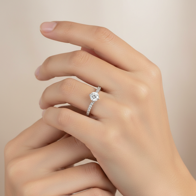 Platinum 0.52ct Round Brilliant Cut Diamond Single Stone Twist Ring GIA Certified