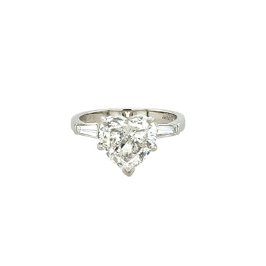 Platinum 3.01ct Heart Brilliant Cut Natural Diamond Single Stone Ring G SI2