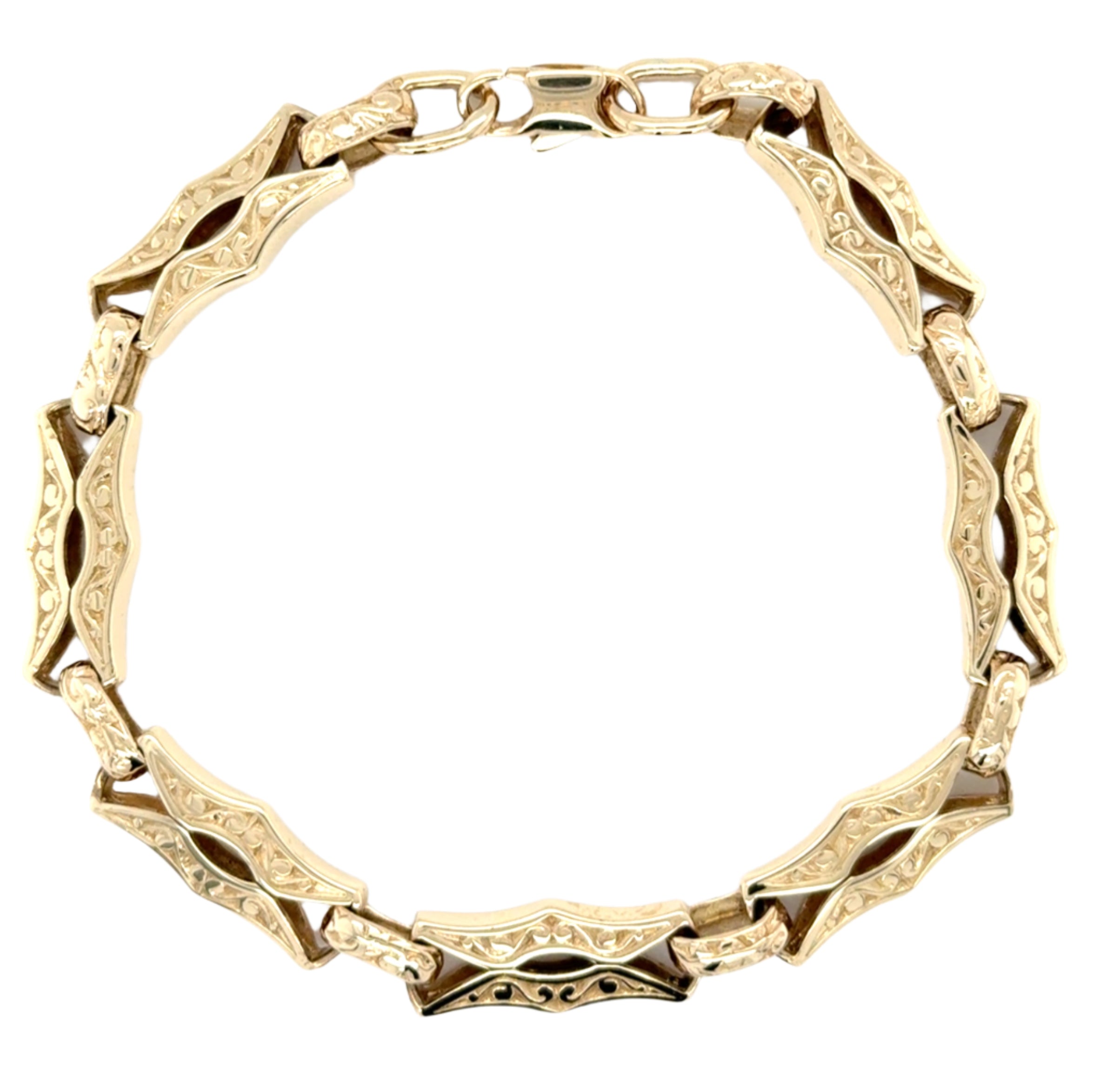 9ct Yellow Gold 8 Inch Fancy Rectangular Link Bracelet - 18.10g