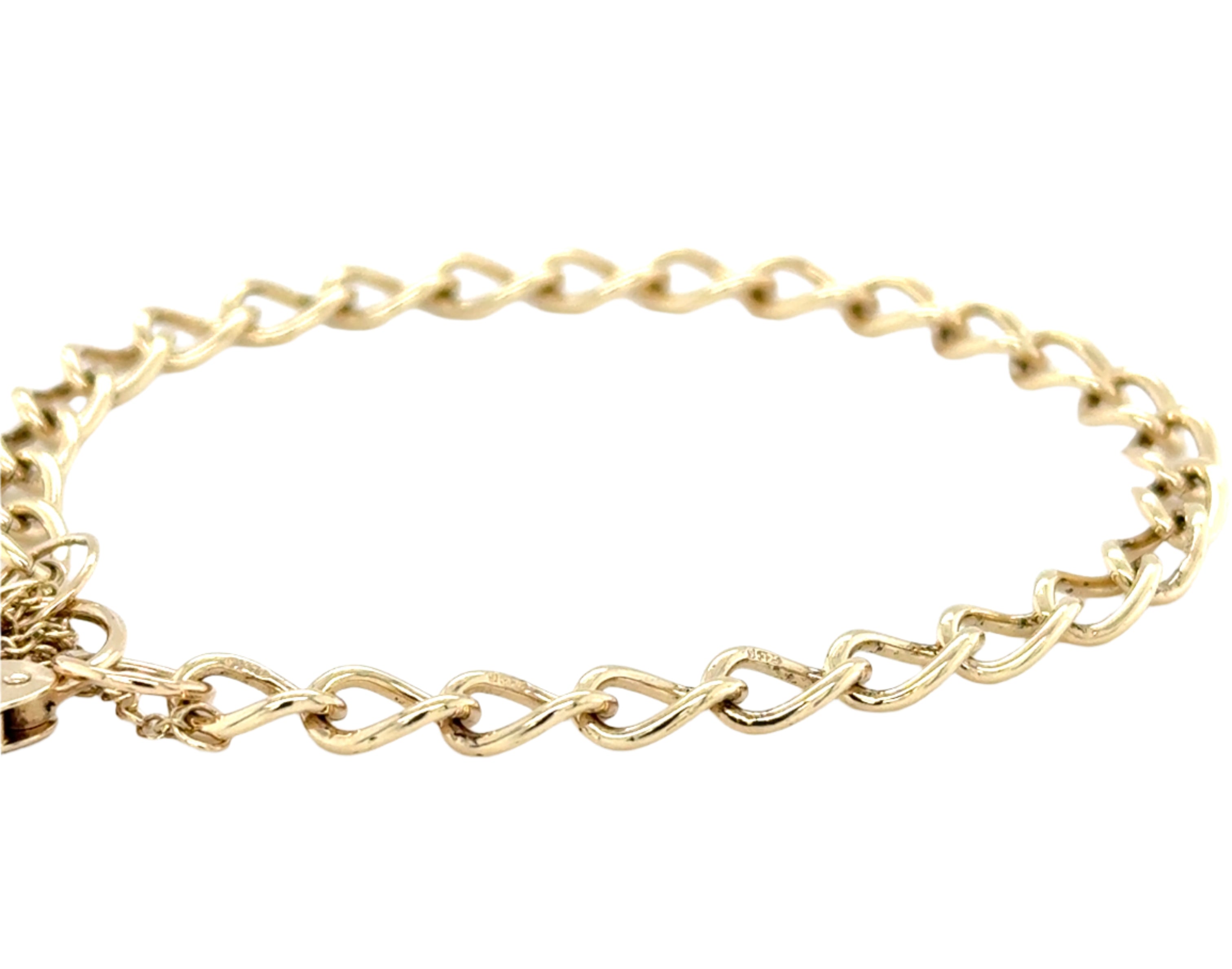9ct Yellow Gold 7.5 Inch Traditional Charm Bracelet With Padlock - 8.85g