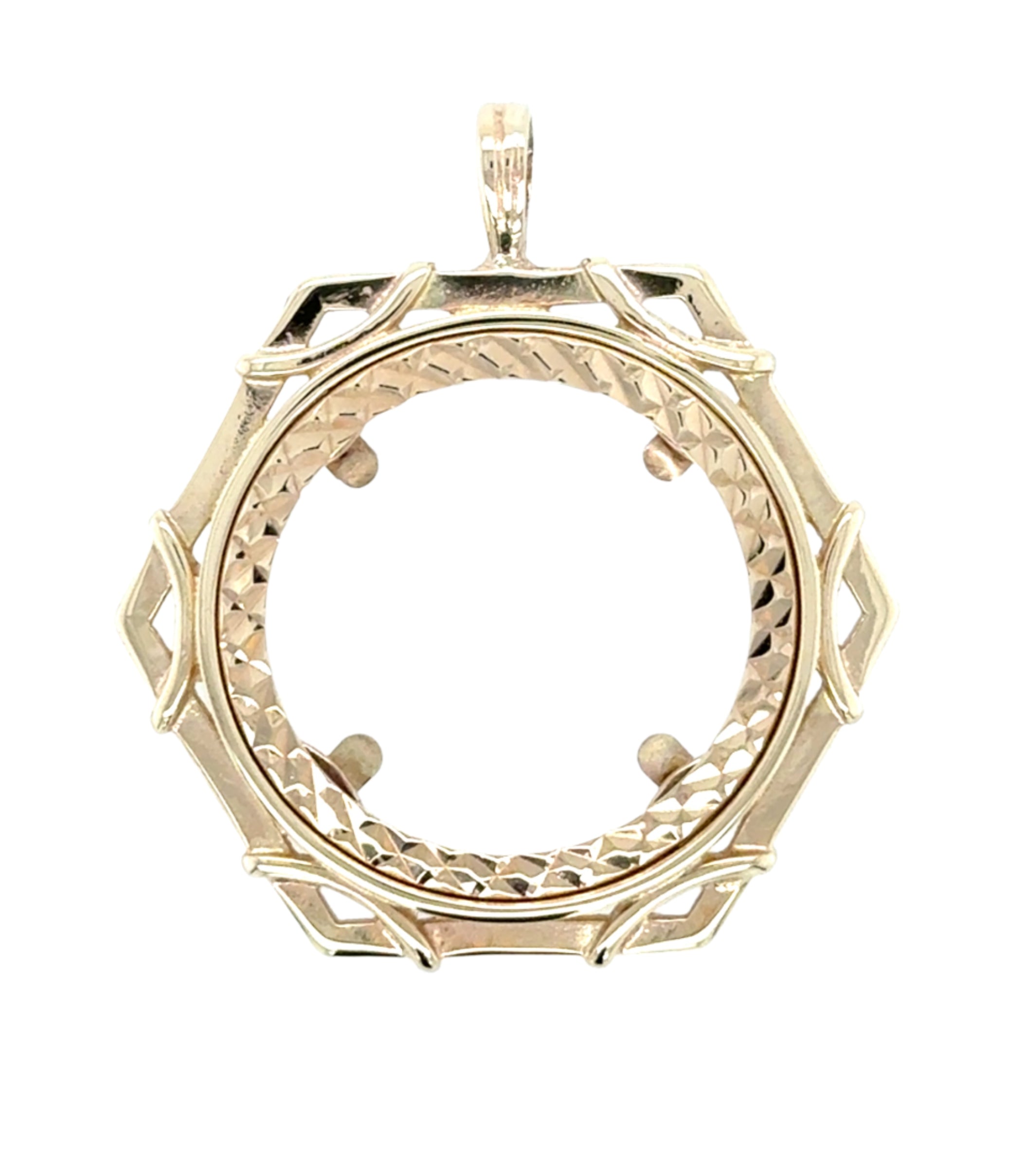 9ct Yellow Gold Hexagonal Full Sovereign Pendant Mount
