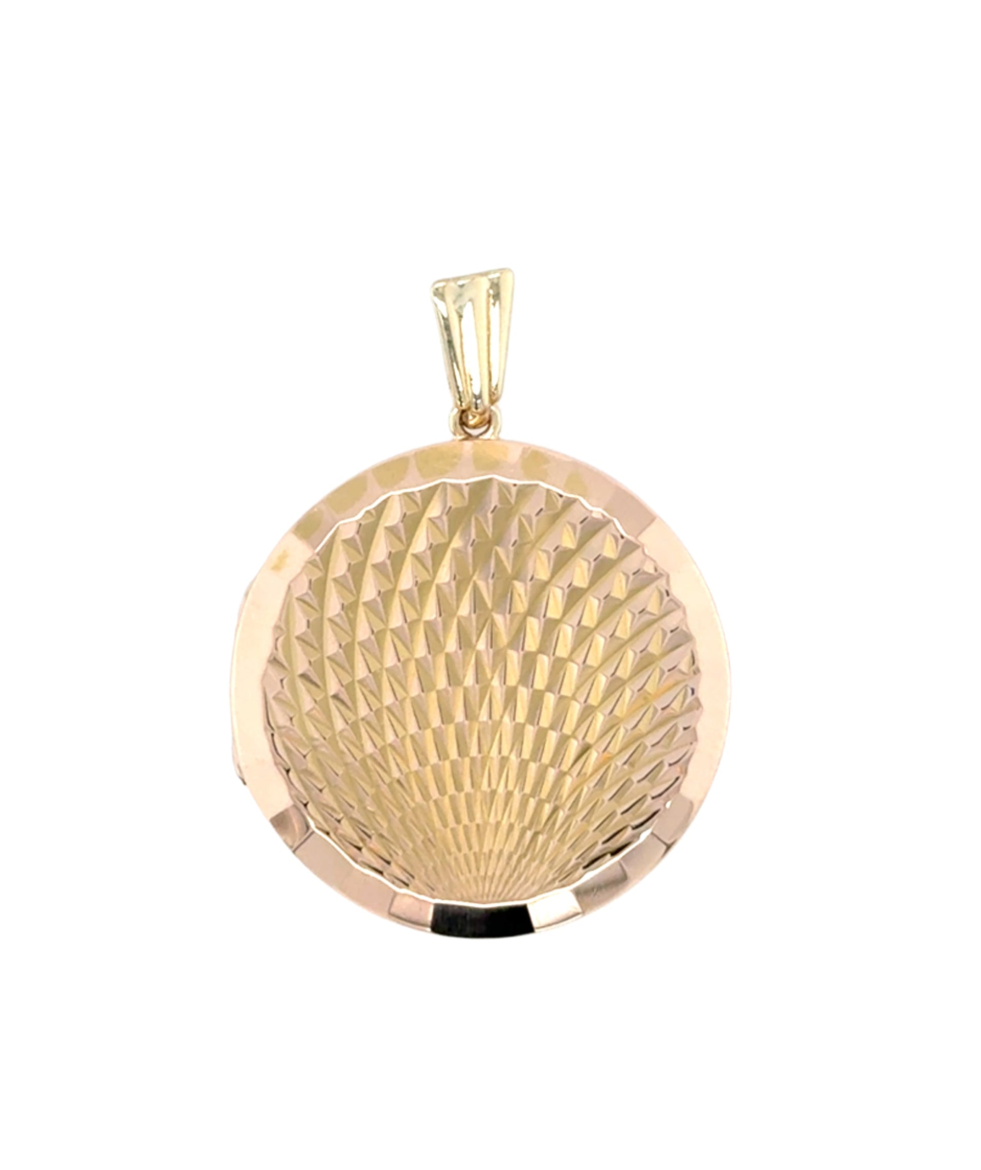 Vintage 9ct Yellow Gold Round Diamond Cut Locket Pendant - 7.05g