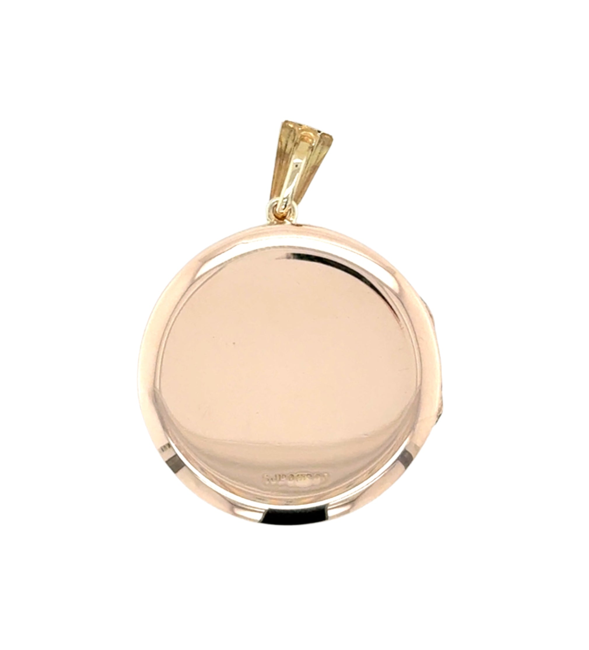 Vintage 9ct Yellow Gold Round Diamond Cut Locket Pendant - 7.05g