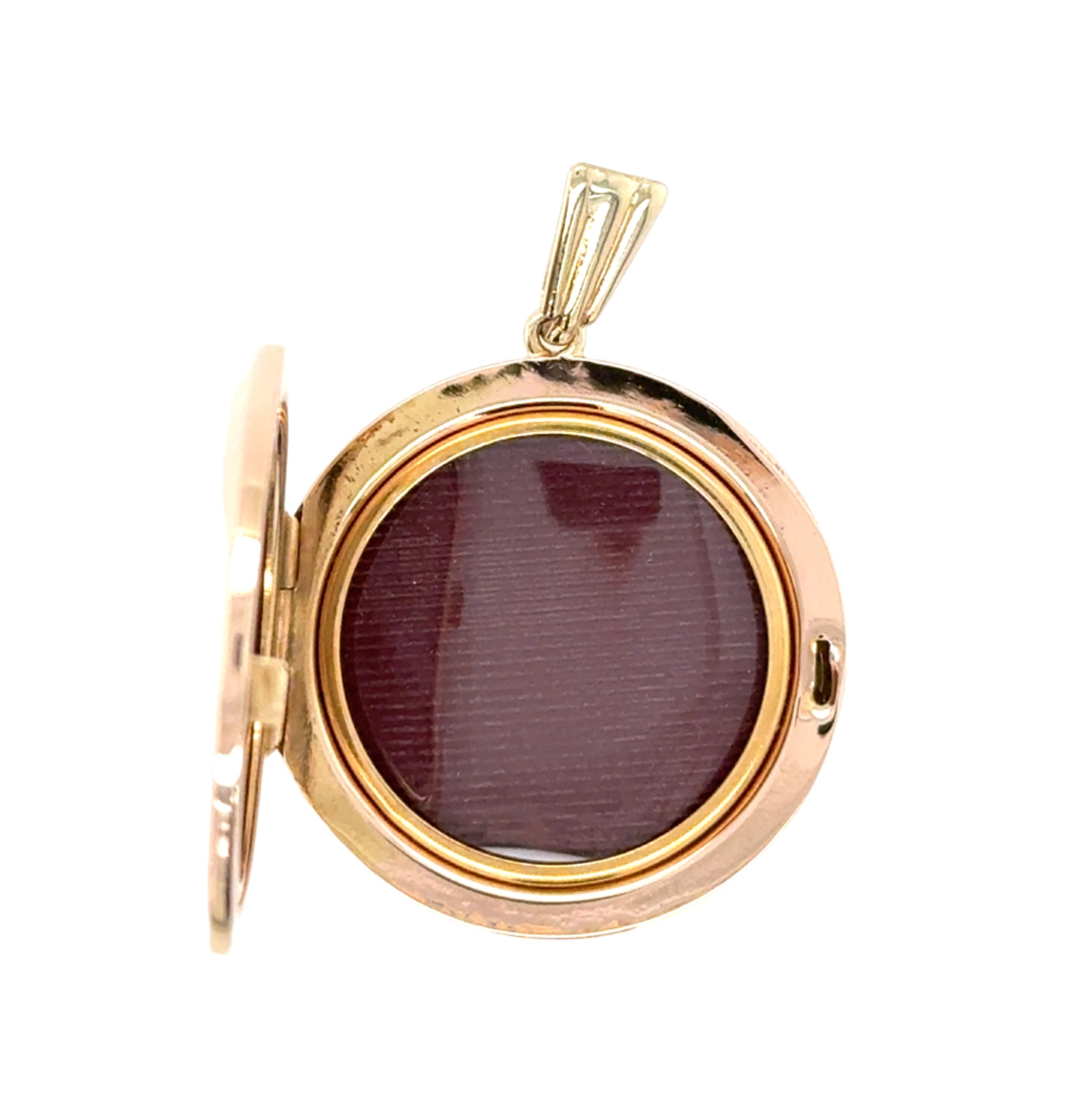 Vintage 9ct Yellow Gold Round Diamond Cut Locket Pendant - 7.05g