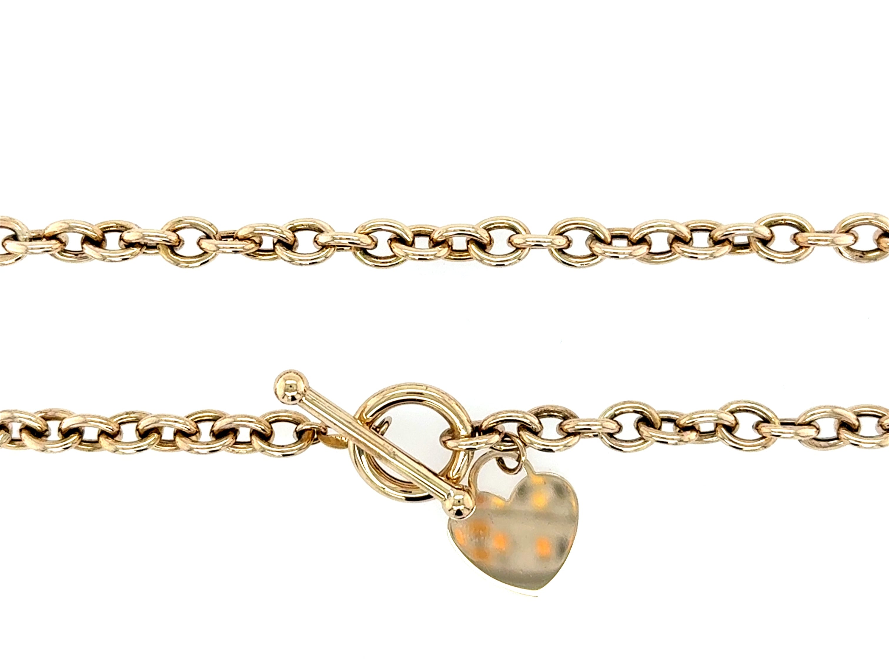 9ct Yellow Gold 16 Inch Heart T Bar Belcher Necklace - 10.63g