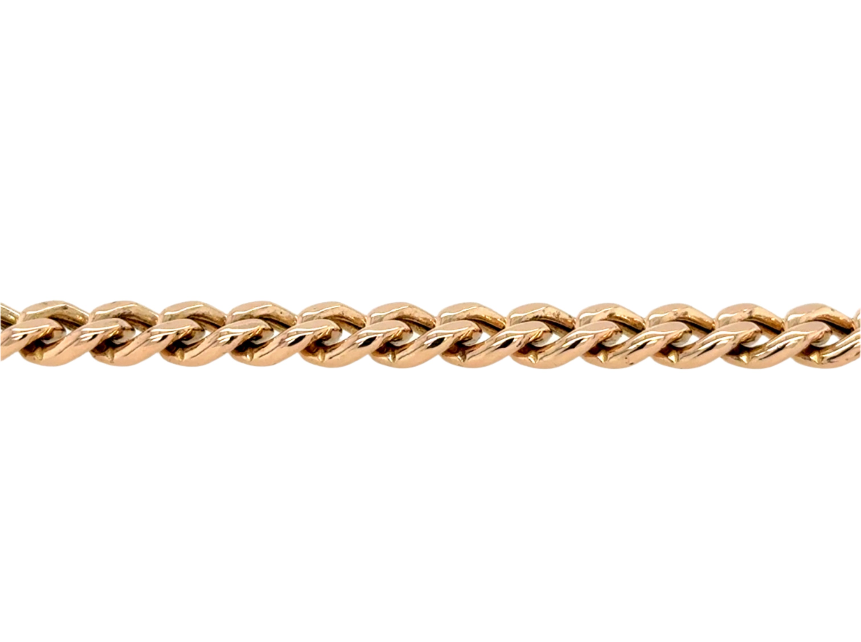 9ct Gold Vintage 8.5 Inch Hollow Curb Bracelet - 10.00g