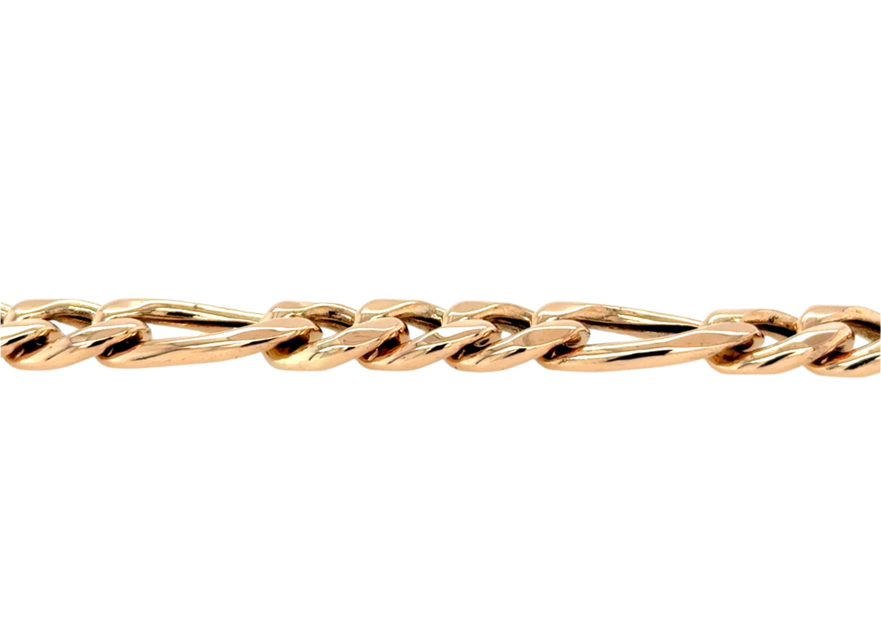 9ct Yellow Gold Hollow 8 Inch Figaro Bracelet - 17.67g