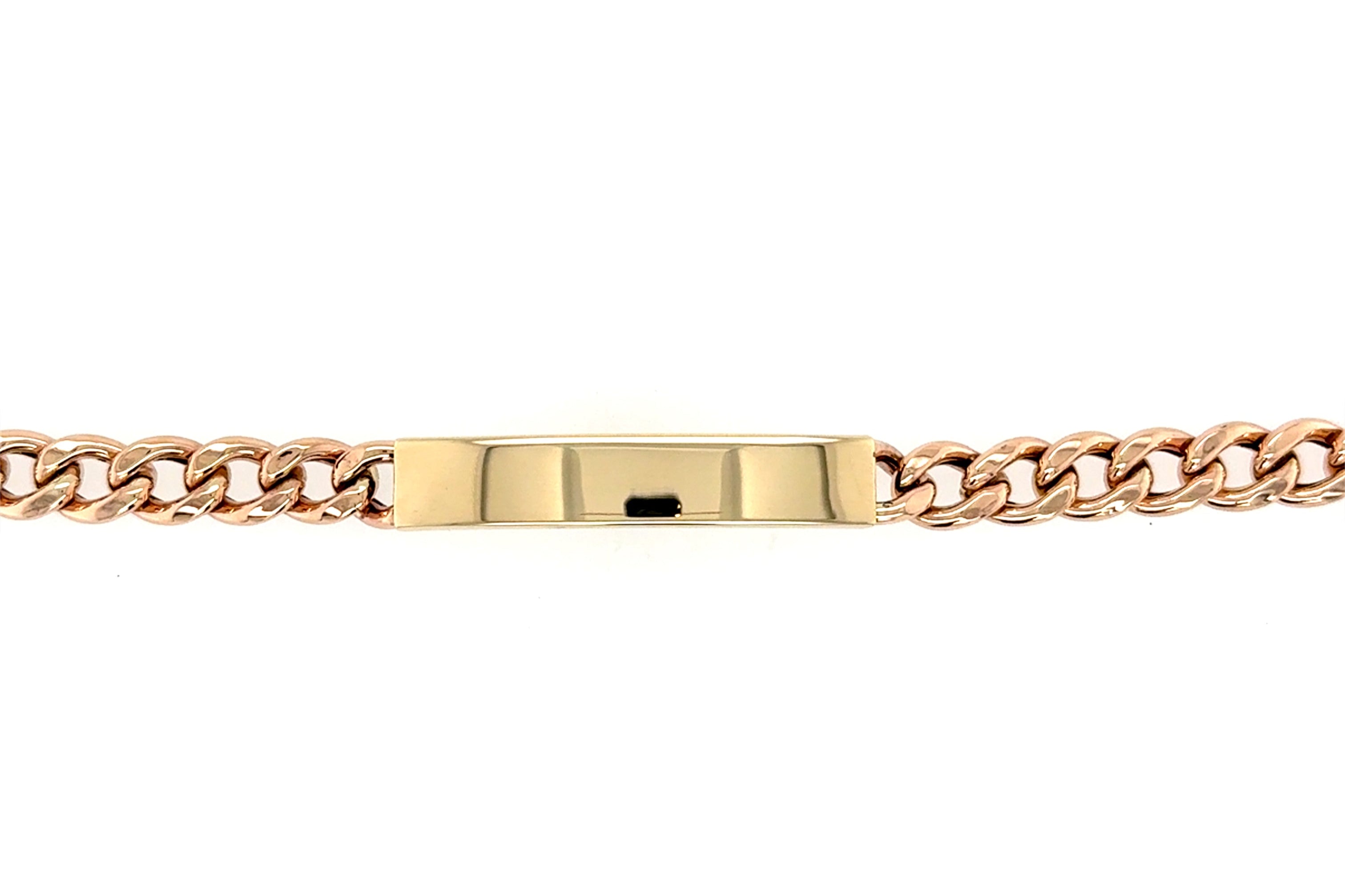 9ct Yellow Gold Hollow 7.5 Inch Identity Bracelet - 8.82g