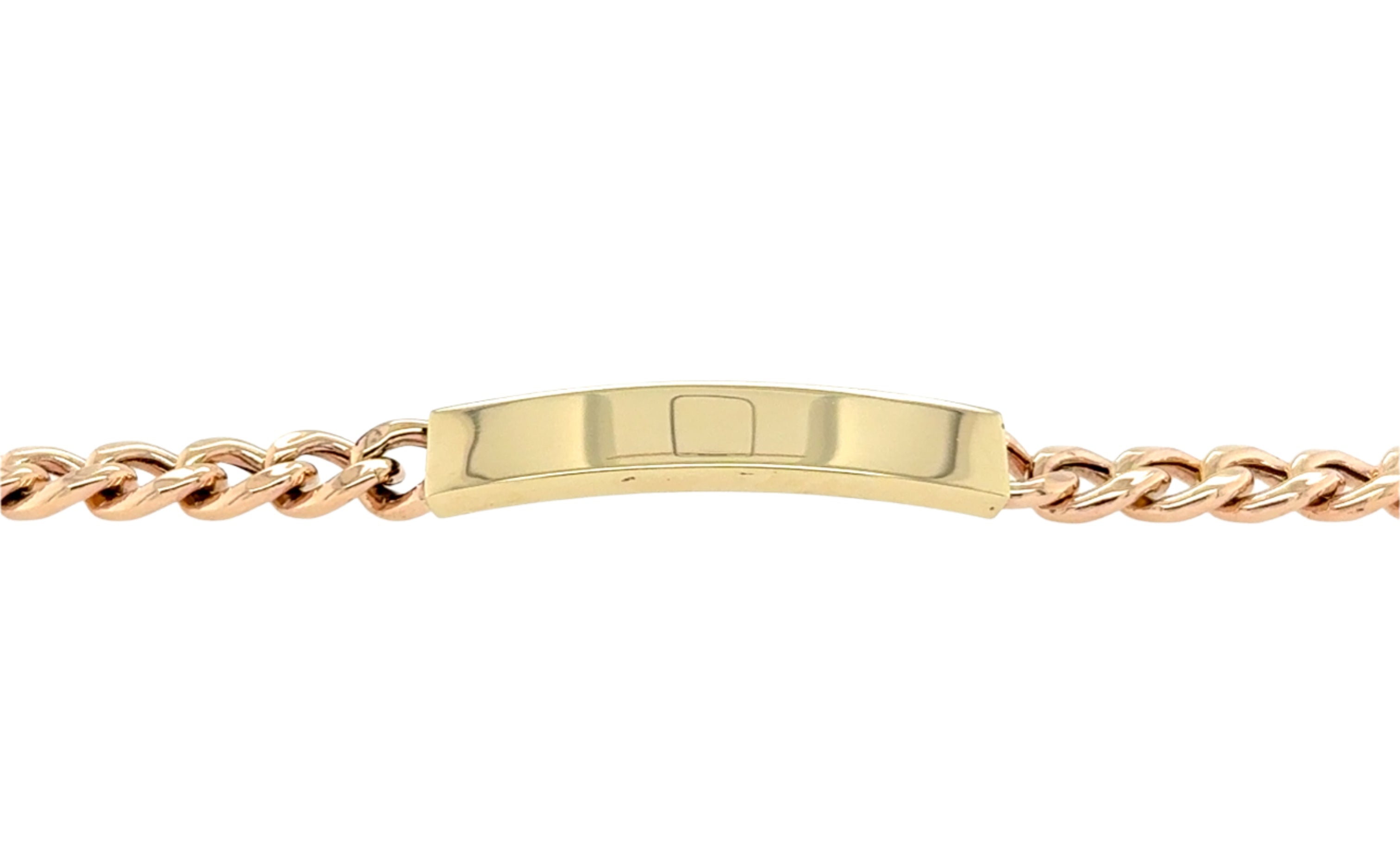 9ct Yellow Gold Hollow 7.5 Inch Identity Bracelet - 8.82g