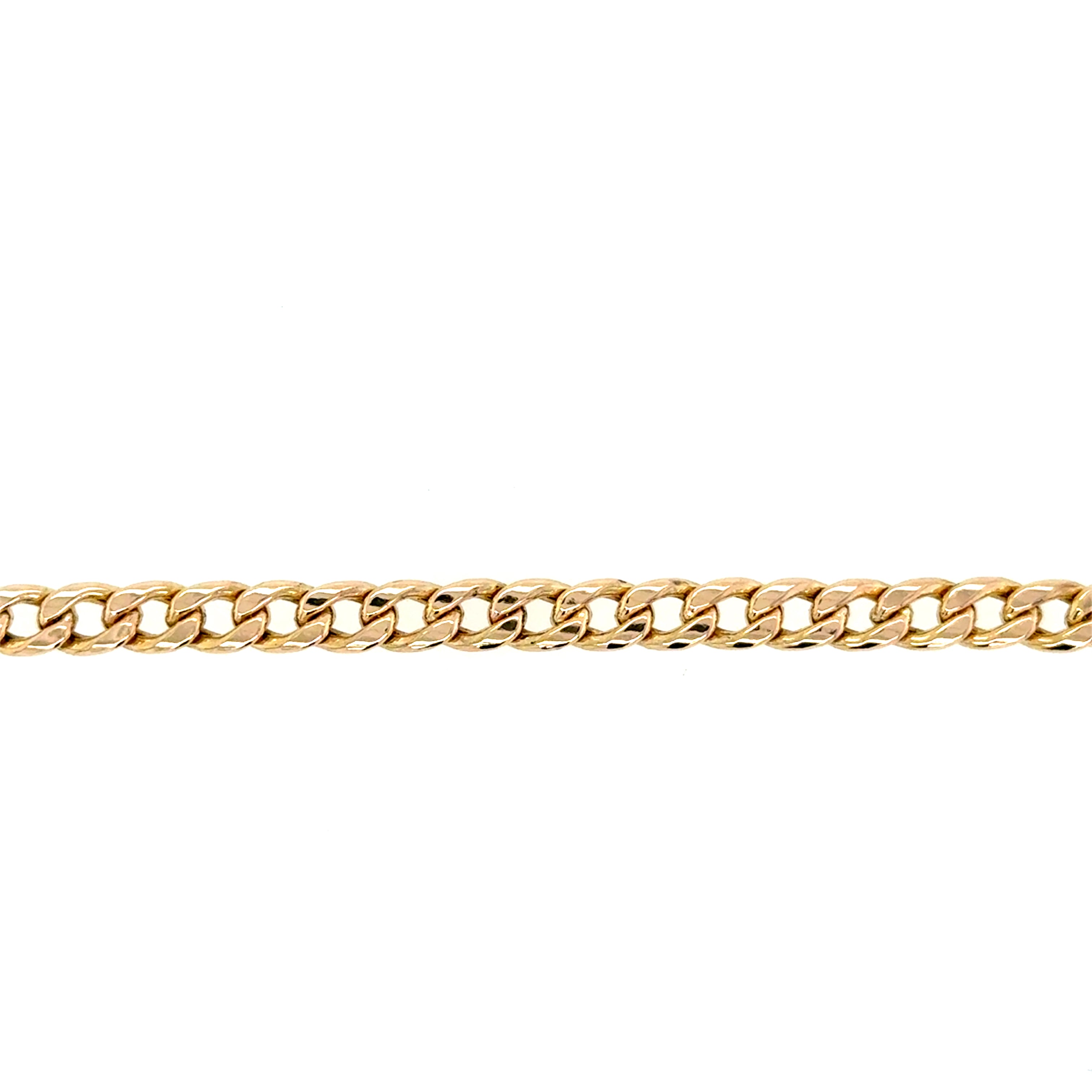 9ct Yellow Gold 8 Inch Hollow Curb Link Bracelet - 3.86g