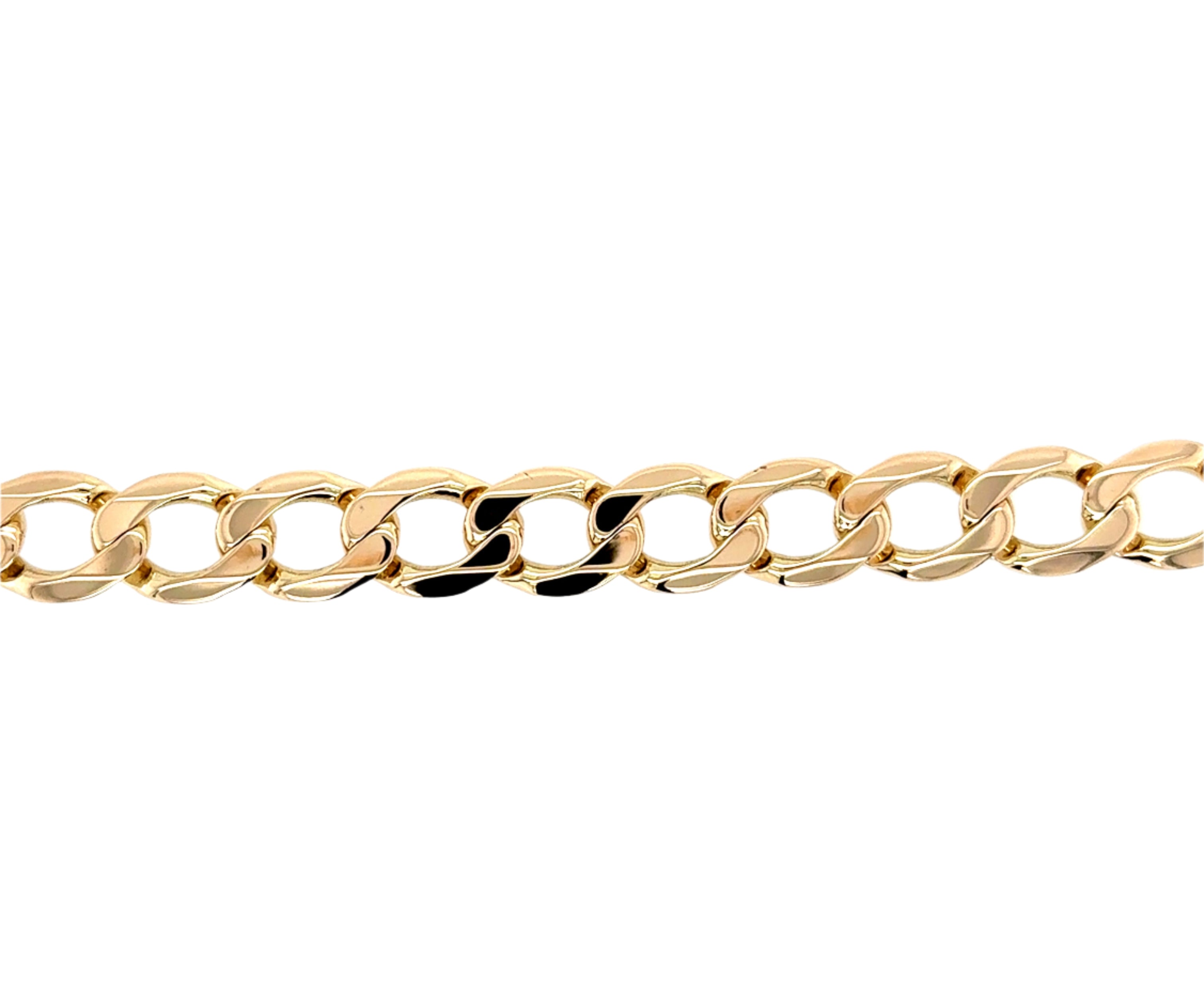 9ct Yellow Gold 8.5 Inch Classic Curb Link Bracelet - 25.85g