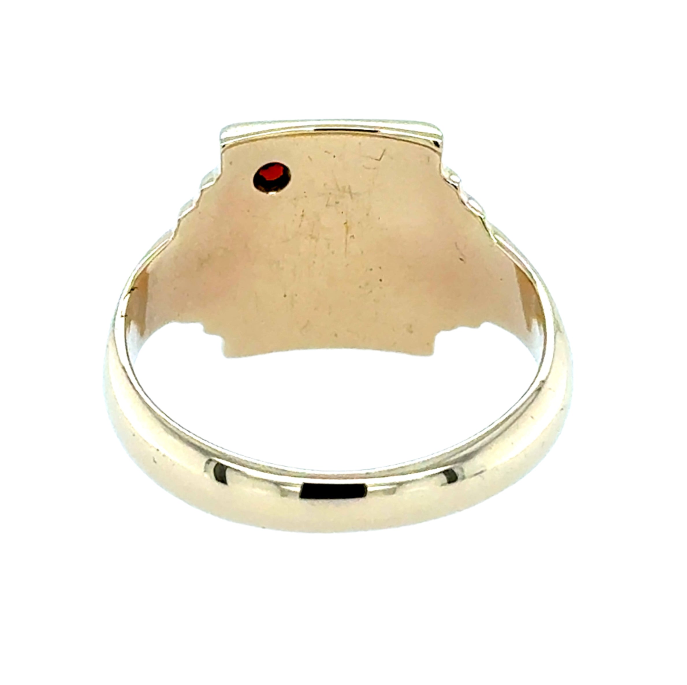 9ct Yellow Gold Rectangular Garnet Signet Ring Size O 1/2