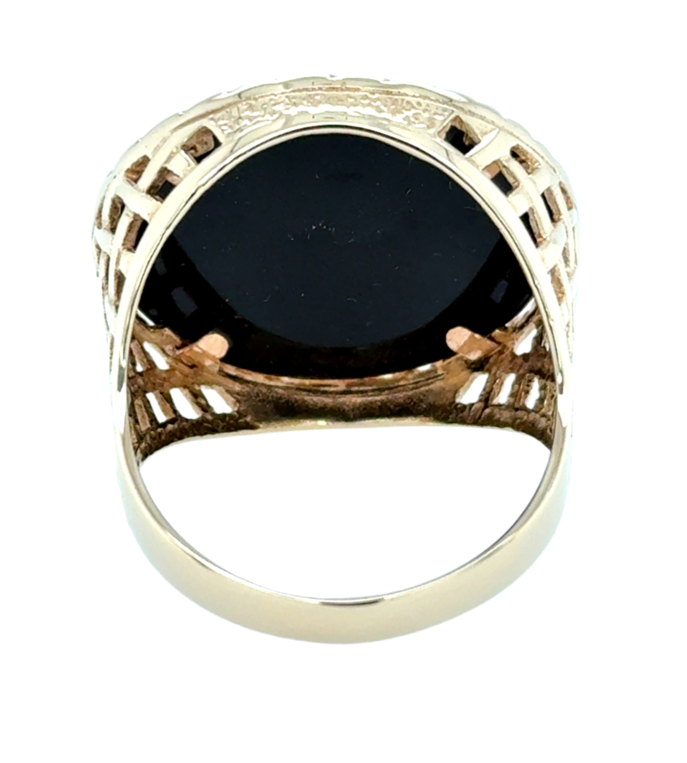 9ct Yellow Gold Black Onyx Disc Ring Size V