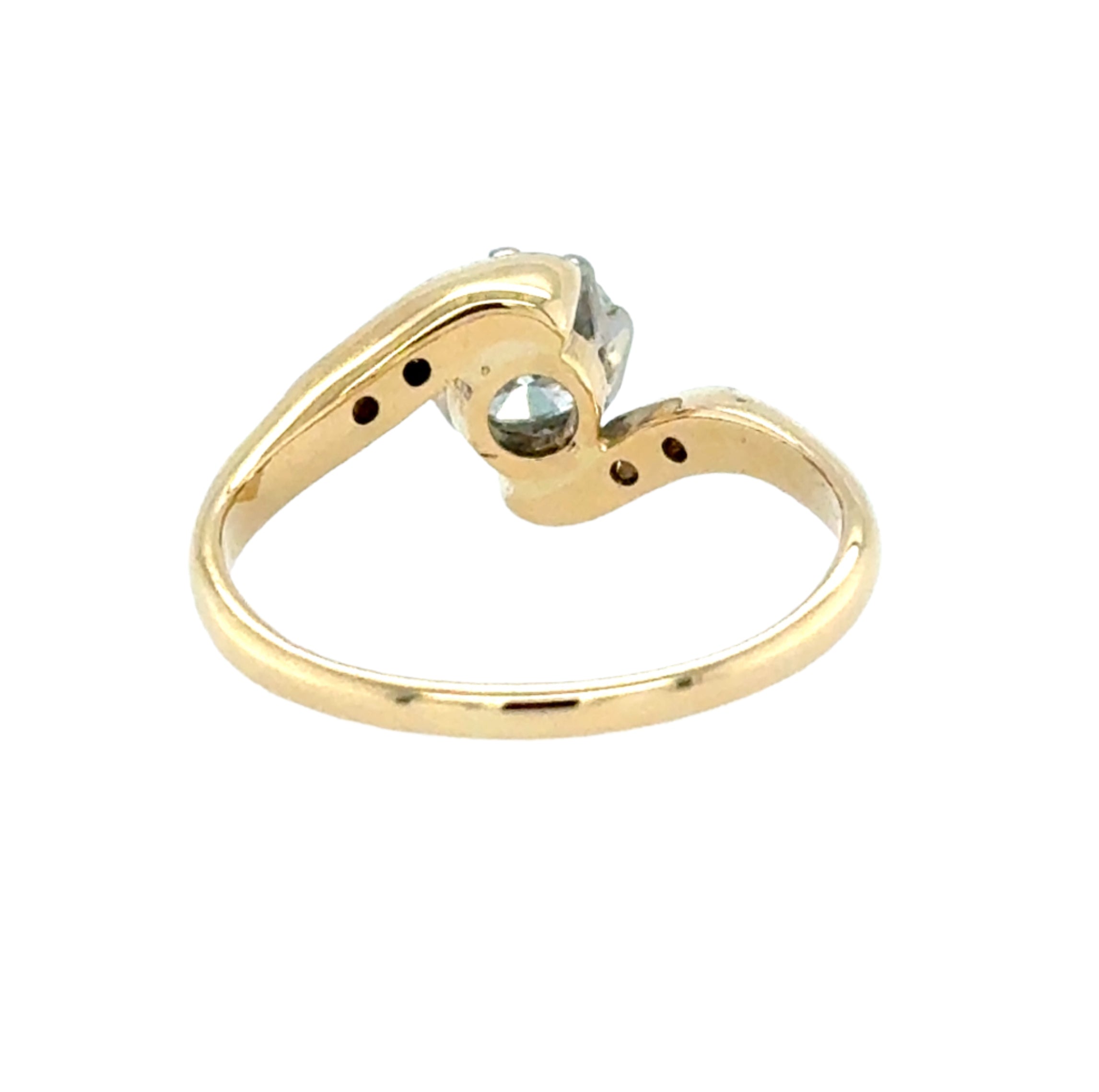 18ct Yellow Gold Vintage 0.75ct Round Brilliant Cut Diamond Twist Solitaire Ring