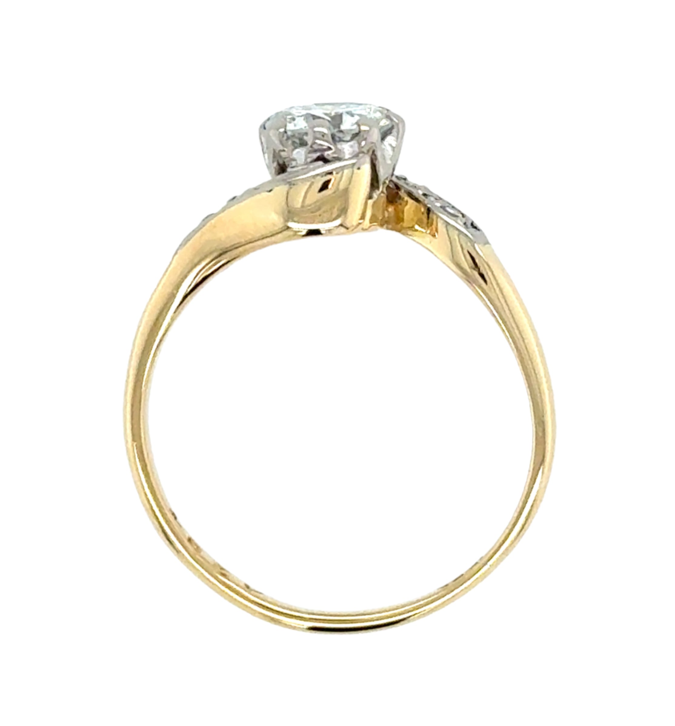 18ct Yellow Gold Vintage 0.75ct Round Brilliant Cut Diamond Twist Solitaire Ring