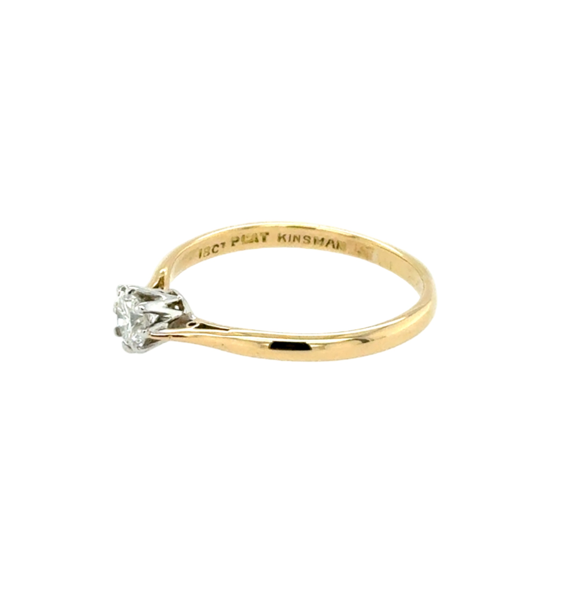 Vintage 0.33ct Round Brilliant Cut Diamond Solitaire Ring 18ct Yellow Gold & Platinum