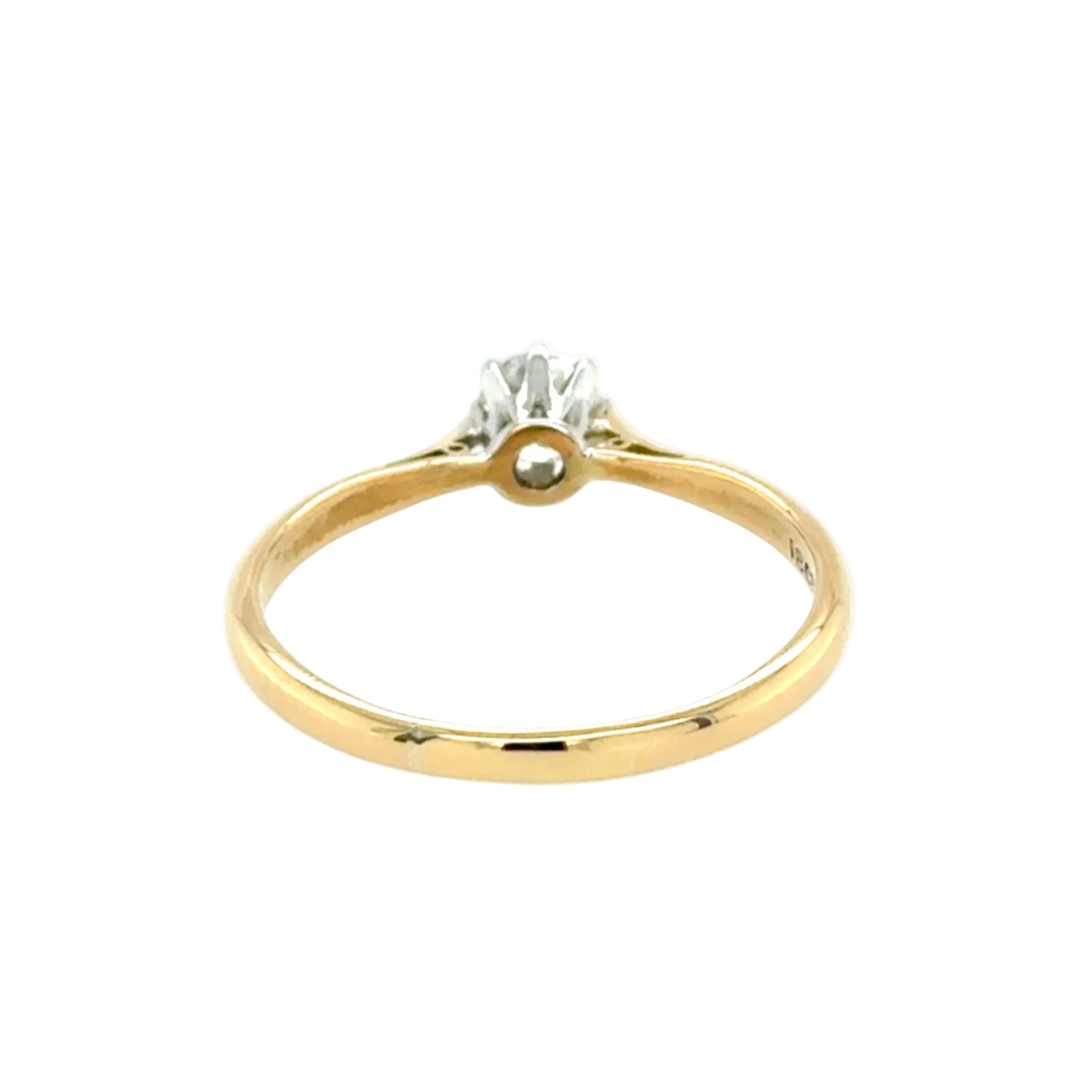 Vintage 0.33ct Round Brilliant Cut Diamond Solitaire Ring 18ct Yellow Gold & Platinum