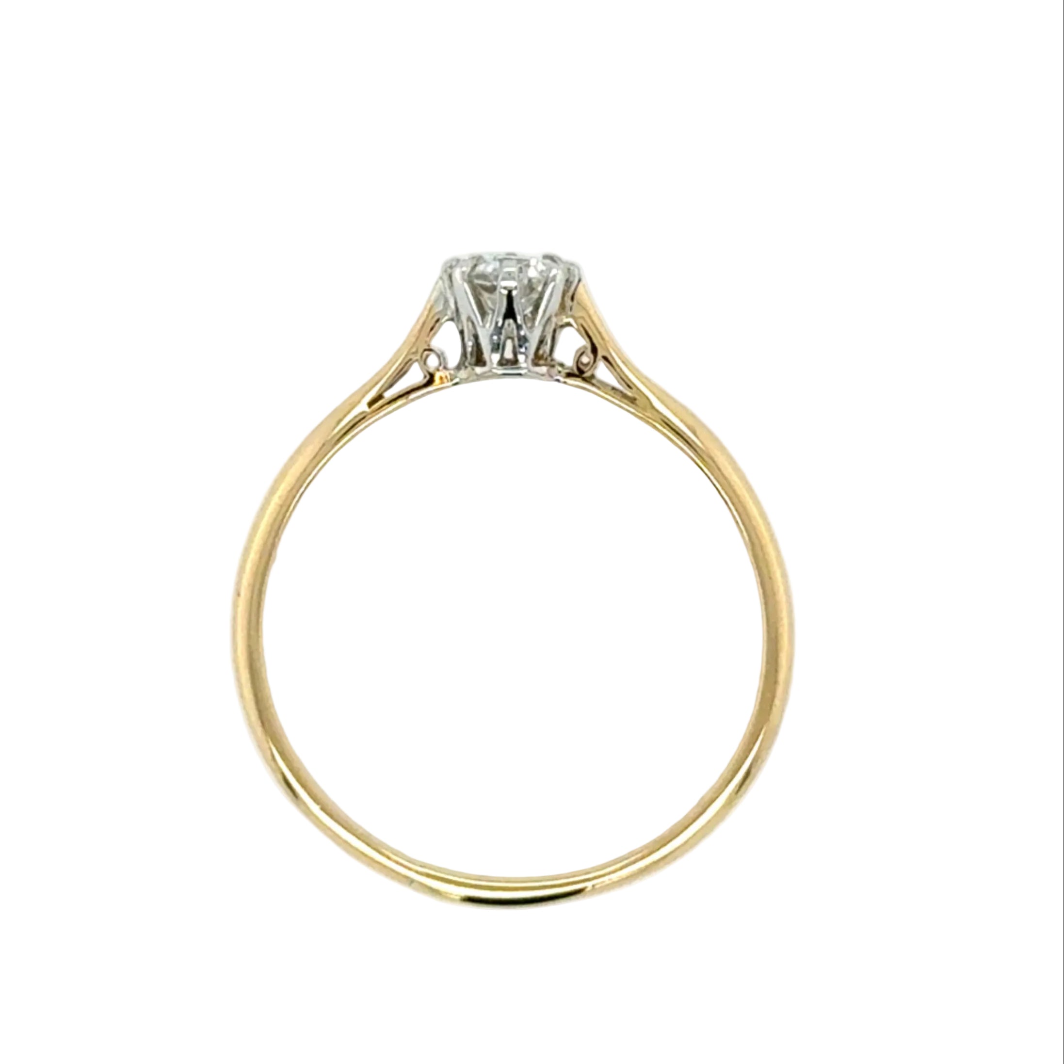 Vintage 0.33ct Round Brilliant Cut Diamond Solitaire Ring 18ct Yellow Gold & Platinum